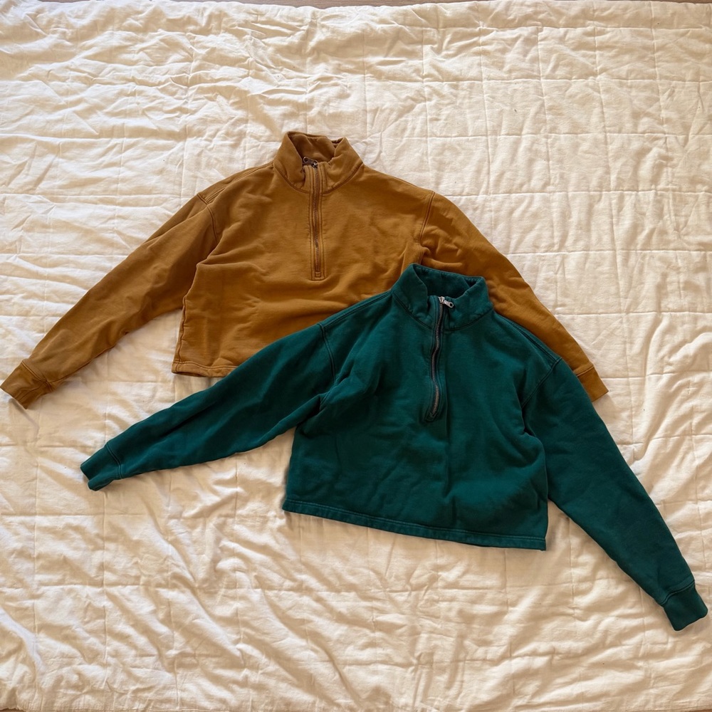 Bundle of Girlfriend Collective Half-Zip Cropped Sweatshirts